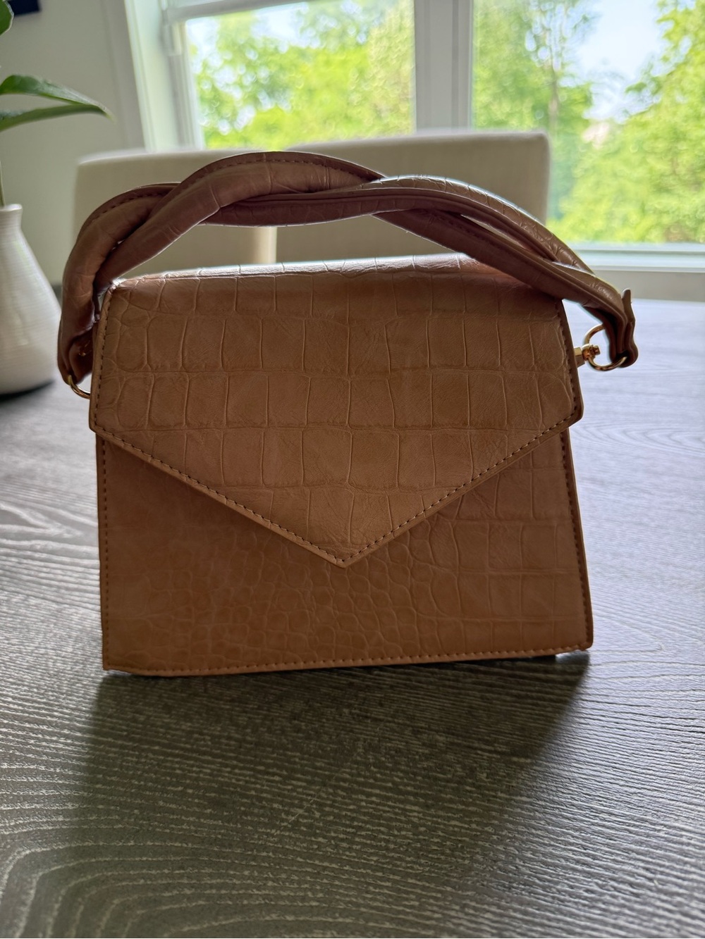Vici Cognac Croc-Embossed Top-Handle Satchel